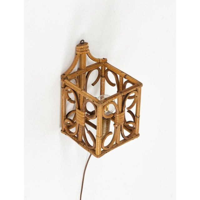 Mid-Century Modern Rattan and Bamboo Sconce, 1960s For Sale - Image 6 of 11