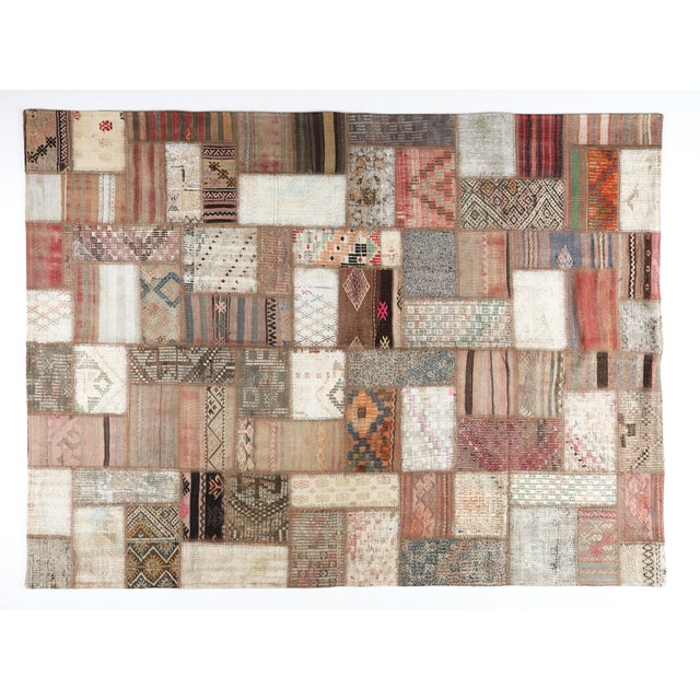 Modern Patchwork Kilim Rug Made from Vintage Anatolian Fragments This striking patchwork kilim rug is a contemporary...