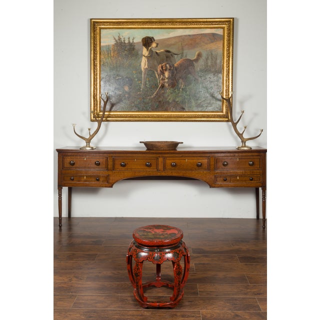 Wood Chinese Ming Dynasty Style 1920s Red and Black Lacquered Drum Stool or Table For Sale - Image 7 of 12