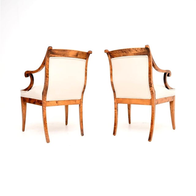 Mid 19th Century Antique Biedermeier Swedish Satin Birch Armchairs, 1860s, Set of 2 For Sale - Image 5 of 11