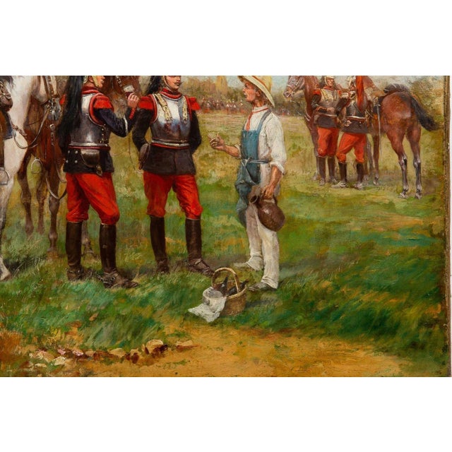 Textile French Antique Franco-Prussian War Painting of Cuirassiers by Paul Perboyre For Sale - Image 7 of 12