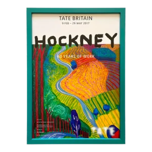 David Hockney Lithograph Print Tate Britain Framed Exhibition Poster " Going Up Garrowby Hill " 2000