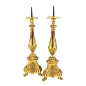 Pair of 19th Century Italian Giltwood Alter Sticks