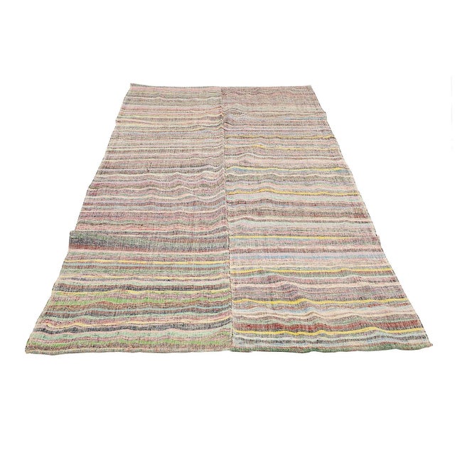 Vintage handwoven decorative rag rug from Adana region of Turkey. Approximatelly 40-50 years old. In very good condition.