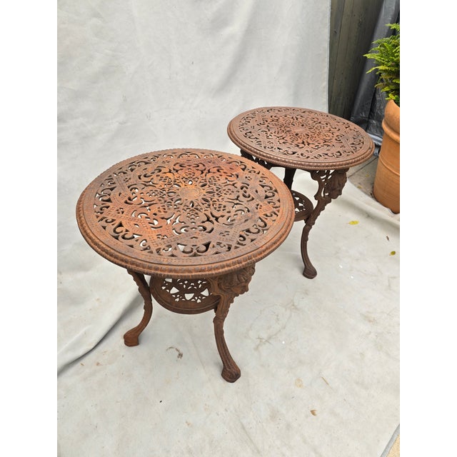 1940s Victorian Iron Bistro Tables, Pair For Sale - Image 9 of 10