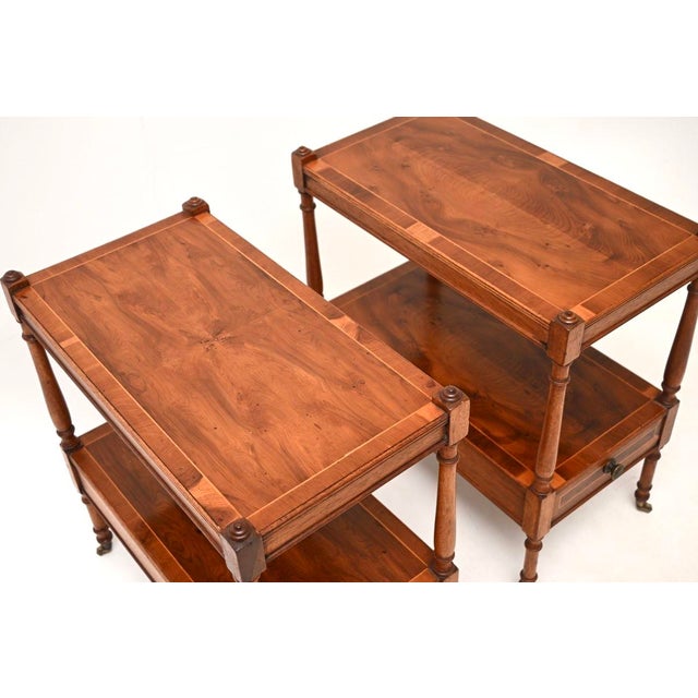 Wood Georgian Inlaid Yew Wood Side Tables, 1930, Set of 2 For Sale - Image 7 of 11