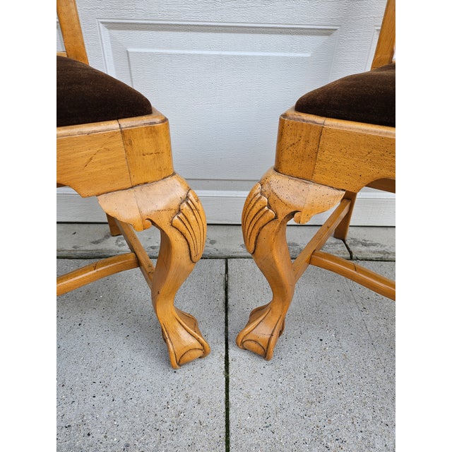 Queen Anne Style Dining Chairs Ball and Claw Feet -Pair For Sale - Image 10 of 14