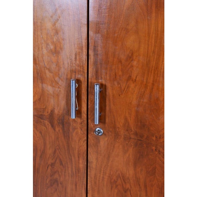 Brown Bauhaus Walnut Wardrobe by Robert Slezak, Czechia, 1930s For Sale - Image 8 of 12