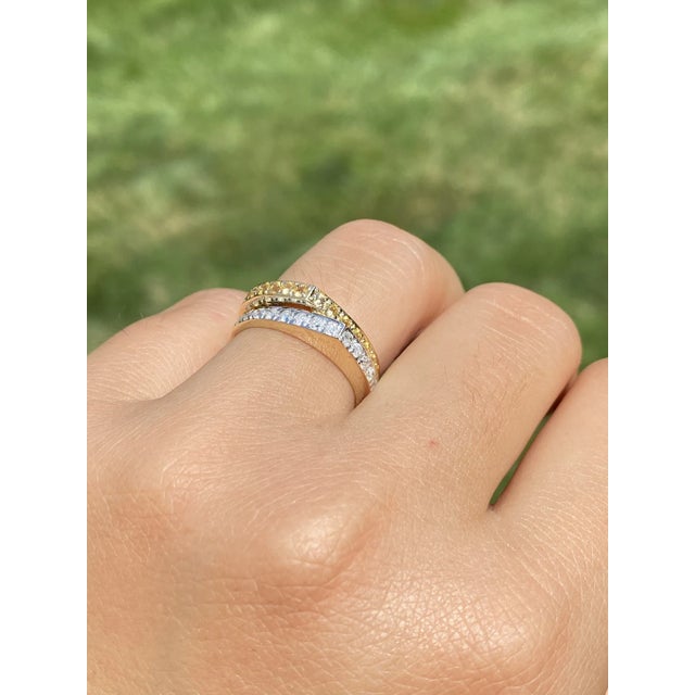 The Sound Drive: Yellow Sapphire and Diamond Stack Ring. This ring boasts an intriguing design with an angular double top,...