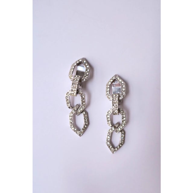Hollywood Regency Vintage Kenneth Jay Lane Faux Diamond Dangle Earrings, Pair For Sale - Image 3 of 12