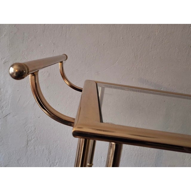 Hollywood Regency Gilt Brass Bar Cart, 1970s For Sale - Image 4 of 9