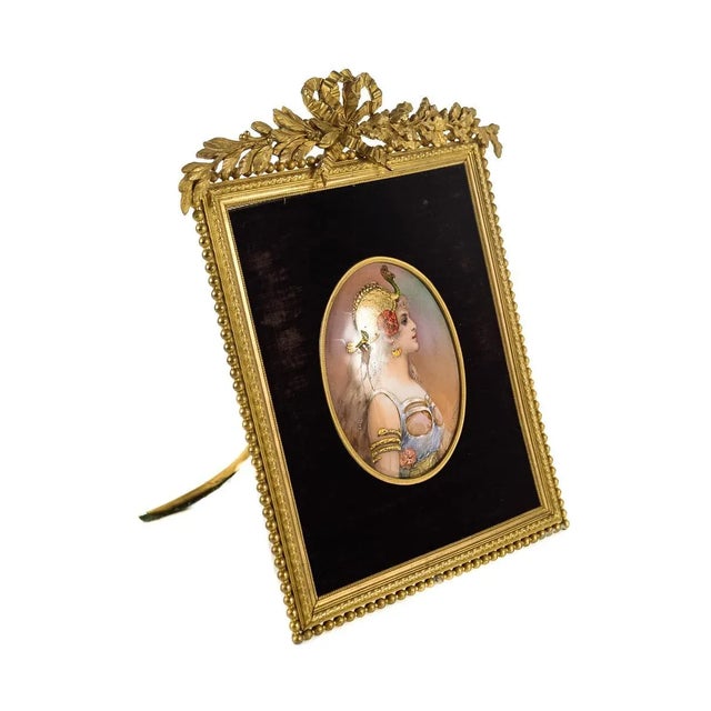 French Enamel Plaque With Gilt Bronze Frame For Sale - Image 4 of 8