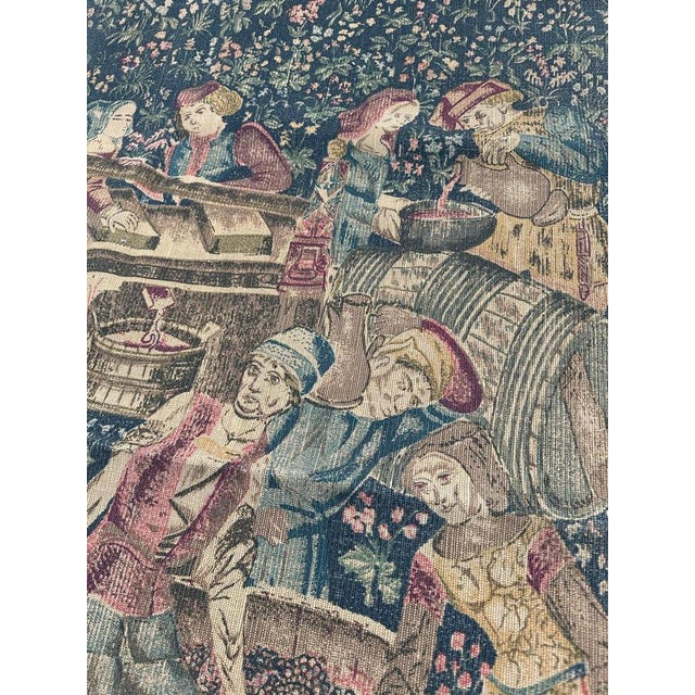 Vintage French Hand Printed Tapestry Vendanges Museum Design, 1960s For Sale - Image 12 of 18