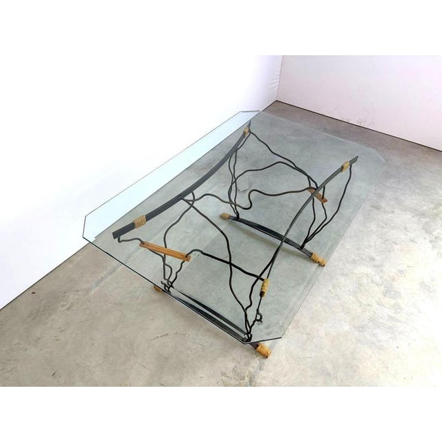 Vintage Organic Wrought Iron and Glass Dining Table, 1970s For Sale - Image 15 of 18