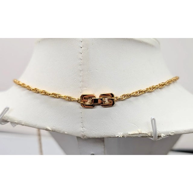 Gold Vintage Signed Givenchy 1978 Goldtone Paisley Pavé Rhinestone Pendant Necklace For Sale - Image 8 of 12