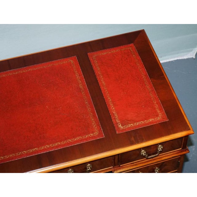 Twin Pedestal Desk with Leather Top from Maple Waring & Gillow For Sale - Image 11 of 17