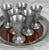 Metal Mid-Century Pewter & Rosewood Formica Cordial Shot Glass Serving Bar Set For Sale - Image 7 of 13