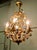 French Toleware Gilt and Ceramic Flower 5-Bulb Chandelier, 1930 For Sale - Image 4 of 8
