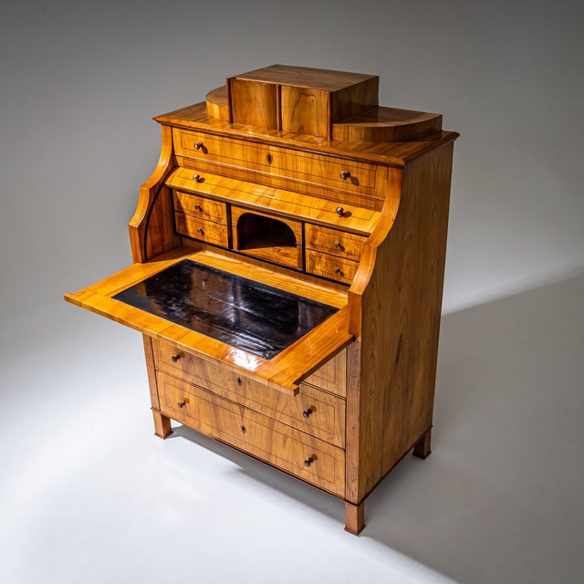 Biedermeier Roll-Top Secretary in Cherrywood, Saxony, 1835 For Sale - Image 3 of 15