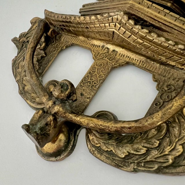 Mid 20th Century Vintage Large Chinoiserie Brass Pagoda Door Knocker of Distinction For Sale - Image 5 of 12