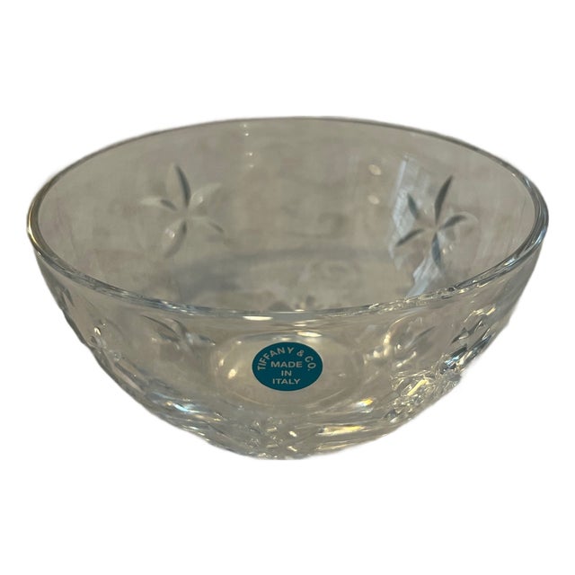 Tiffany & Co. - Small Italian Made Crystal Bowl/Dish - Repeating Star Flower Motif For Sale