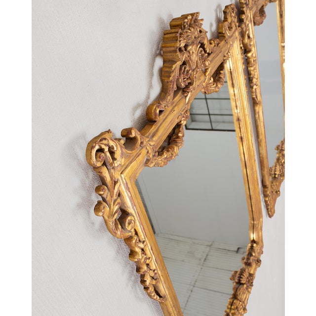 Gold Pair of 19th C. French Louis XVI Style Giltwood Mirrors 4.6 Ft For Sale - Image 8 of 18