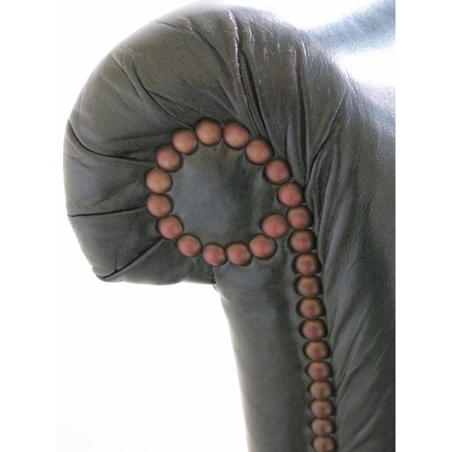 Kittinger Tufted Green Leather Office Chair Chairish