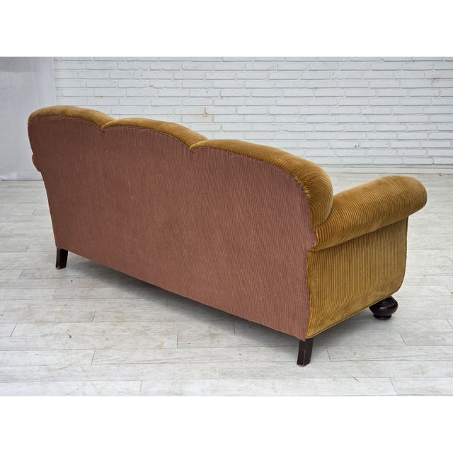 Danish Beech Three-Seater Sofa with Corduroy Upholstery, 1950s For Sale - Image 14 of 18