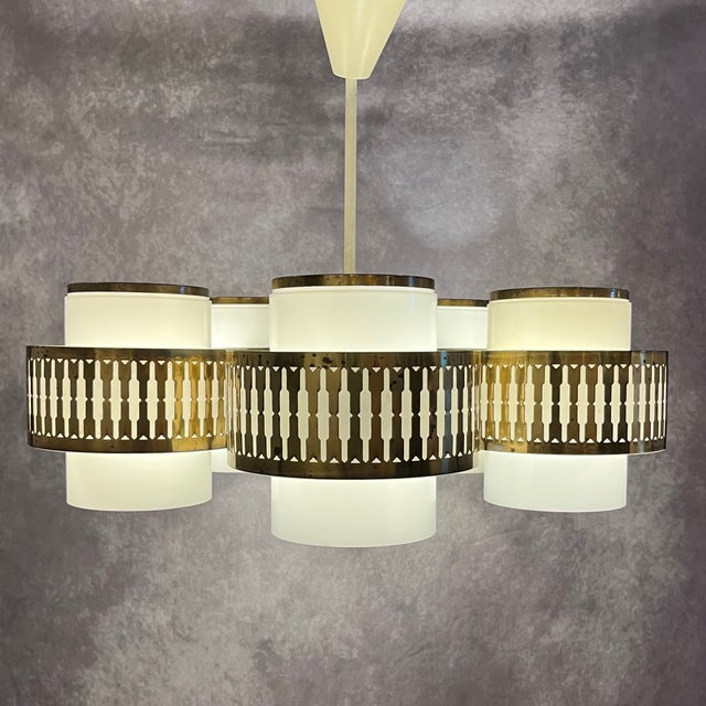 Six-Arm Chandelier by Bent Karlby for Lyfa, Denmark, 1970s For Sale - Image 18 of 18