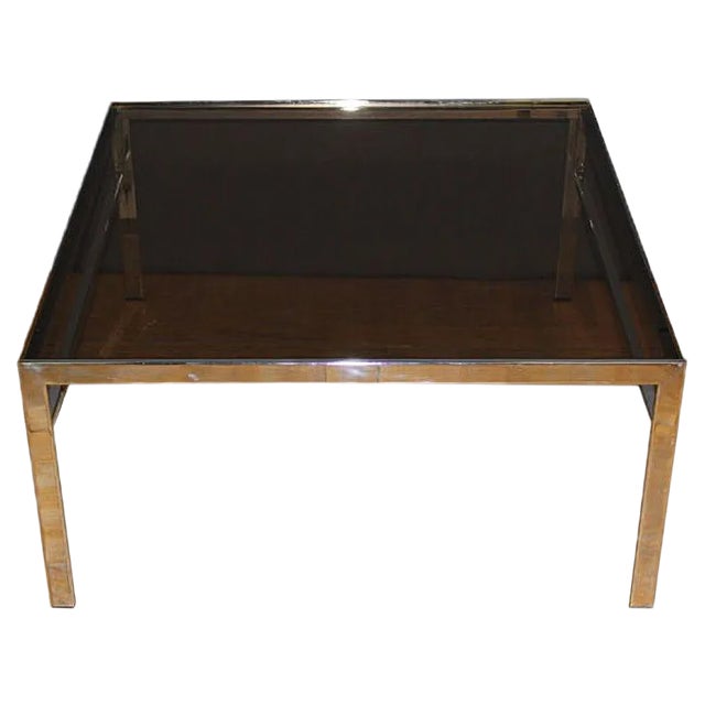 Coffee Table in Chrome and Smoked Glass, 1970s For Sale