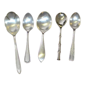 Europe and Usa Collection 5 Tea Baby Spoons Marked Sterling Silver Plate Spoons