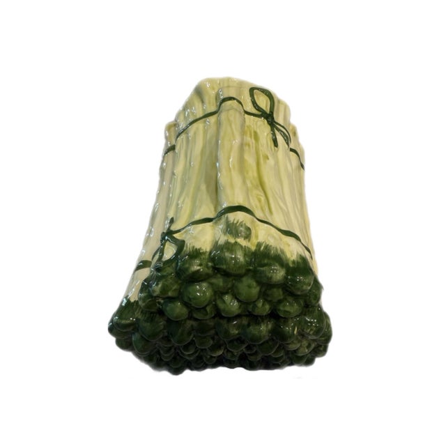 Majolica Style Vintage Ceramic Asparagus Bundle Tureen, Portugal For Sale - Image 4 of 6