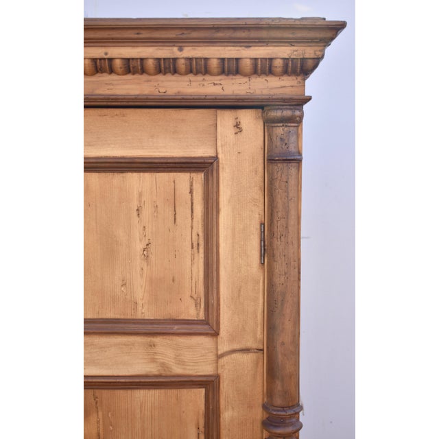 Brown Pine Two Door Paneled Armoire For Sale - Image 8 of 12