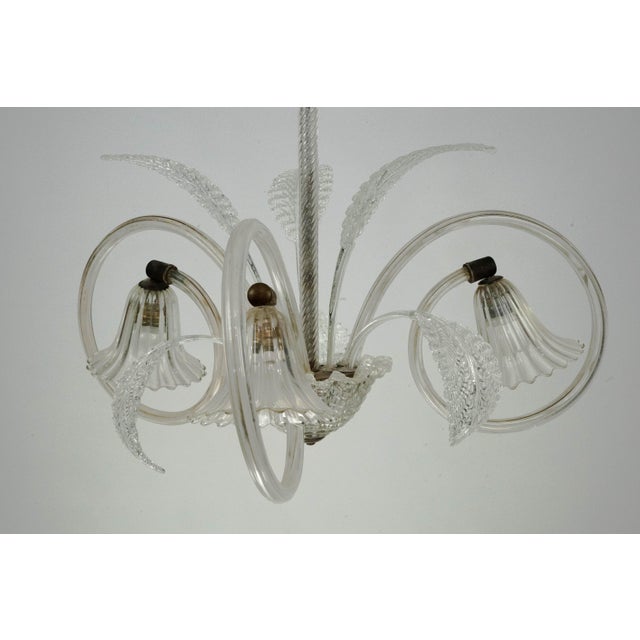 Art Deco Murano Glass Three-Arm Chandelier, Italy, 1940s For Sale - Image 13 of 15