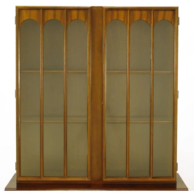 1960s Keller Colonnade-Top Walnut and Glass Tall Cabinet For Sale - Image 5 of 10