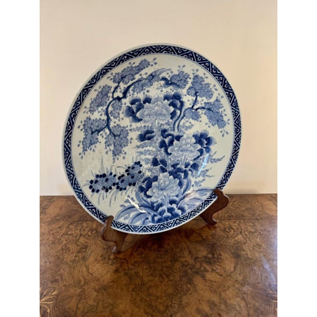 Antique Japanese Blue and White Imari Charger, 1900s For Sale - Image 3 of 5