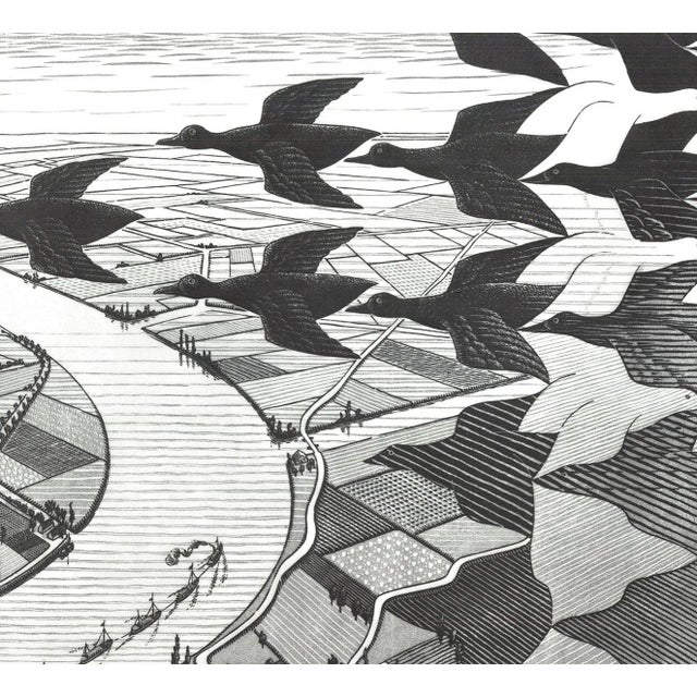 Late 20th Century M.c. Escher Day and Night Lithograph For Sale - Image 4 of 4