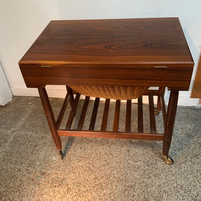 Maroon 1960s Danish Modern Rosewood Sewing Stand by Johansson For Sale - Image 8 of 12