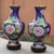 Late 20th Century Pair of Large Vintage Cloisonné Enamel Vases – Sapphire Blue Ground, Phoenix & Peony Motif For Sale - Image 5 of 12