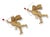 Pair of midcentury Florentine gilt cherub bottle stoppers. Each winged figure holds a bow with red glass heart arrow....