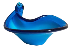 Vintage Murano Glass Anemone Blue Bowl, Italy, 1970s