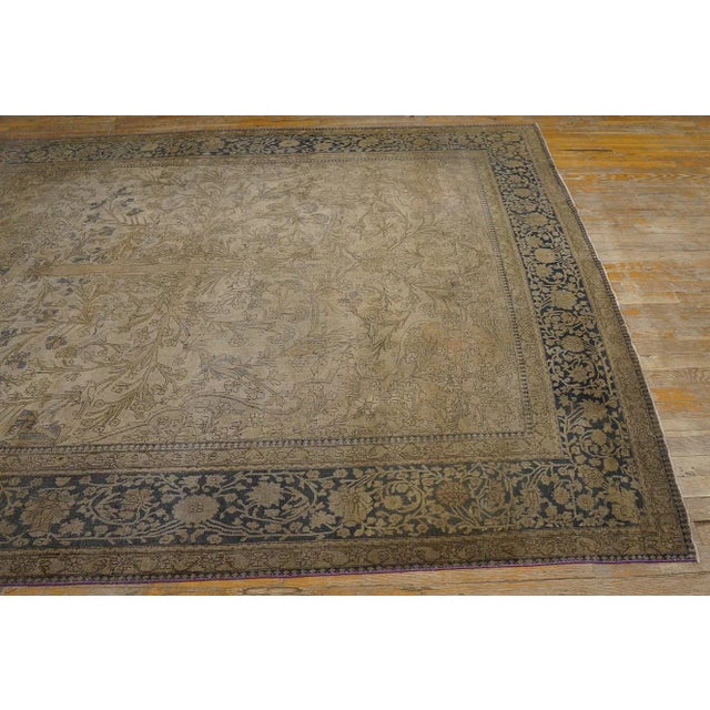 Tan Color Artistic Animal Tree of Life Design Fine Antique 19th Century Persian Mohtasham Kashan Carpet ( 7' 7'' X 10' 3'' - 232 X 313 ) For Sale - Image 11 of 13