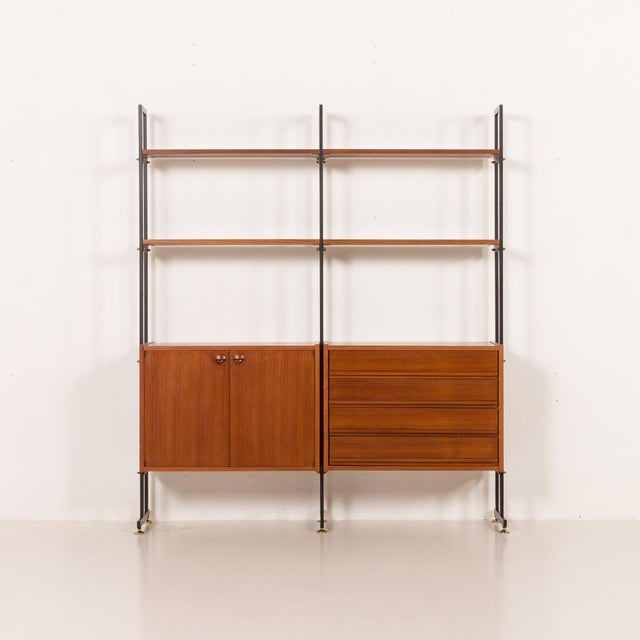 Wood Italian Vintage Free Standing Wall Unit by IMB, 1970s For Sale - Image 7 of 18