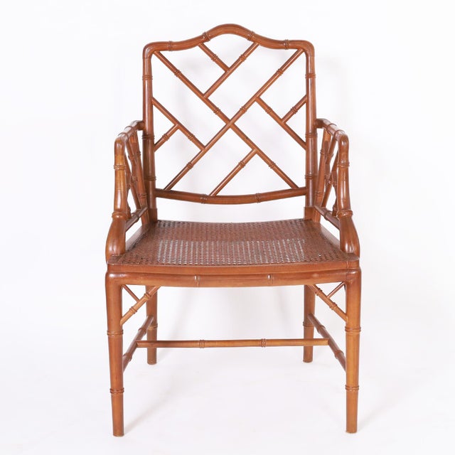 Set of Eight Caned Faux Bamboo Dining Chairs Chairish