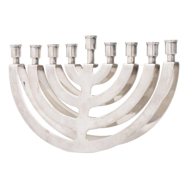 Postmodern Silver Plate Balancing Menorah For Sale