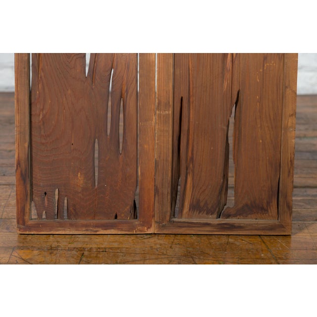 Japanese 19th Century Ranma Transom Panels with Carved Openwork Design - A Pair For Sale - Image 10 of 12