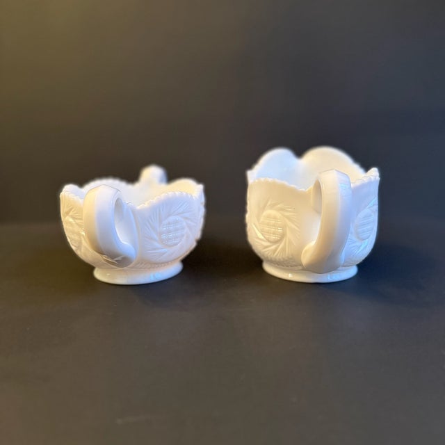 Beautiful Vintage Milk Glass Pinwheel or Stardust pattern possibly by LE Smith. Featuring a scalloped rim with sawtooth...