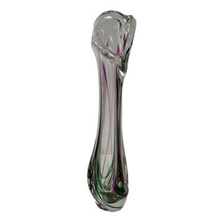 Large Dutch Vintage Purple and Green Vase by Max Verboeket for Kristalunie Maastricht For Sale