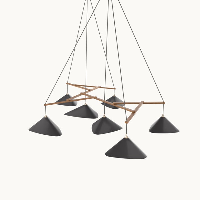 Emily Group of Seven Hanging Lamp with Metal Shade by Daniel Becker For Sale - Image 11 of 15