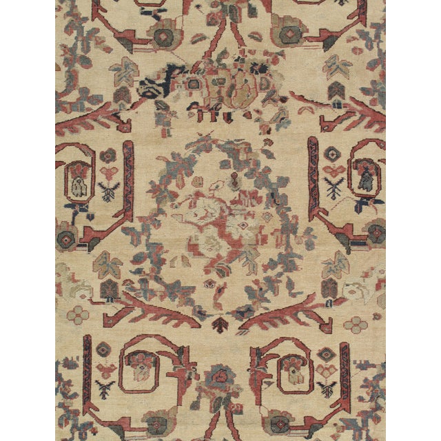 Brown Antique Persian Sultanabad Carpet Handmade Oriental Rug, Ivory, Gold, Green Blue For Sale - Image 8 of 18